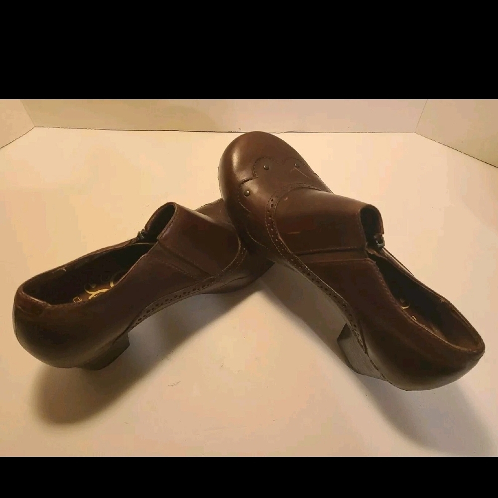 DANSKO NANCY CLOGS 10 US 40 EU BROWN LEATHER MULES CLOSED HEELS ZIP 7703787800